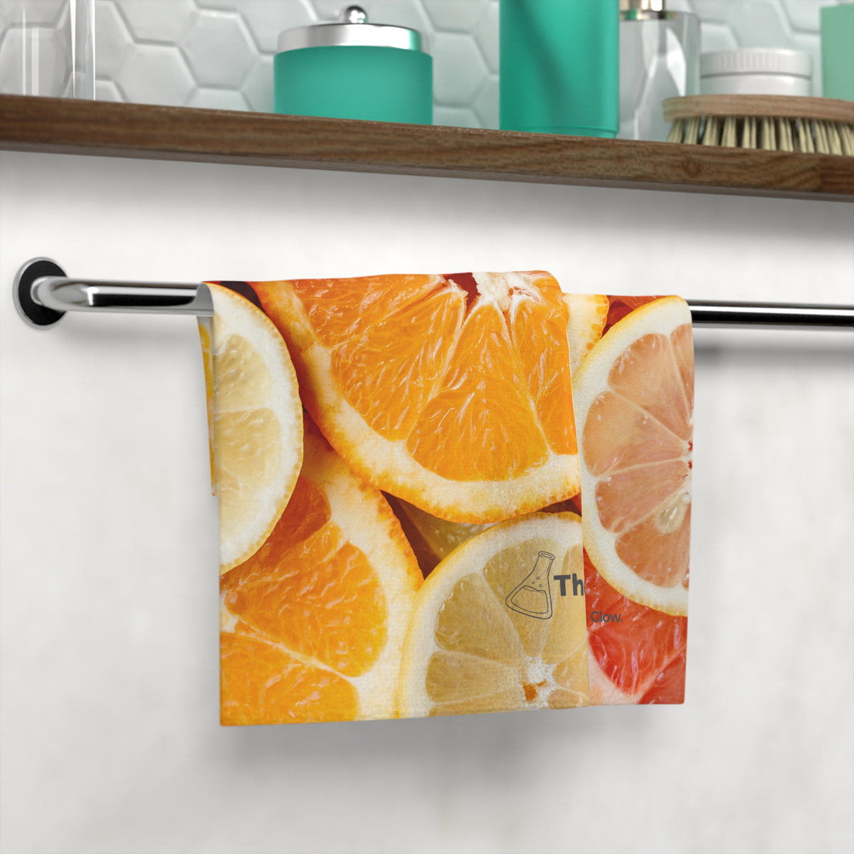 Citrus Slices Face Towel — Bright Orange & Lemon Print Skincare Towel