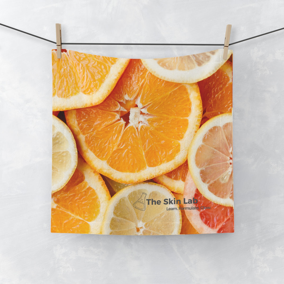 Citrus Slices Face Towel — Bright Orange & Lemon Print Skincare Towel